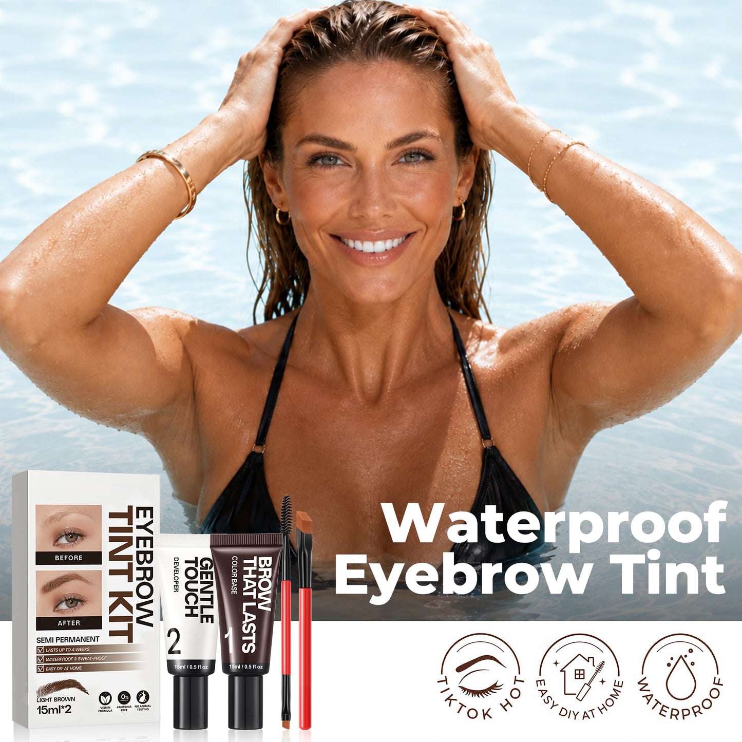 Long-Lasting Eyebrow Tint Kit | Light Brown，Dark Brown