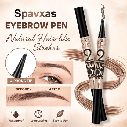 🤎Waterproof 4-prong brow pen for easy shaping and natural hair-like strokes