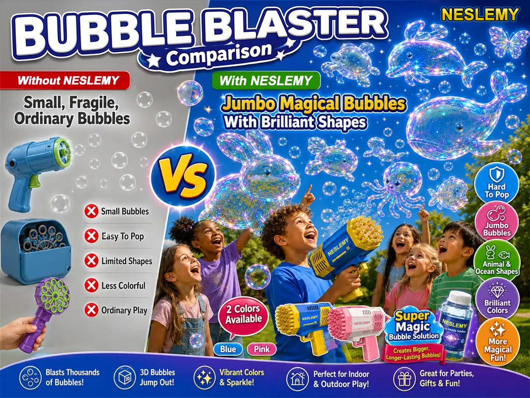 NESLEMY® 3D Wonder Bubble Blaster – Animal & Ocean Fantasy Theme