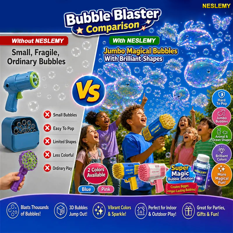 NESLEMY® 3D Wonder Bubble Blaster – Animal & Ocean Fantasy Theme