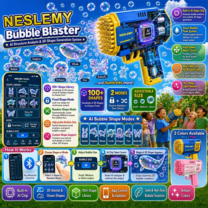 NESLEMY® 3D Wonder Bubble Blaster – Animal & Ocean Fantasy Theme
